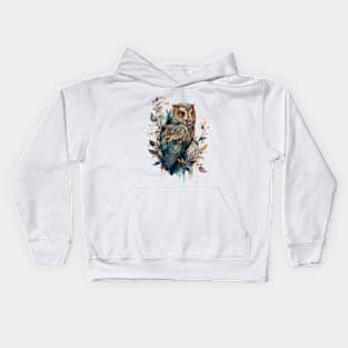 Elegant Watercolor Owl Kids Hoodie